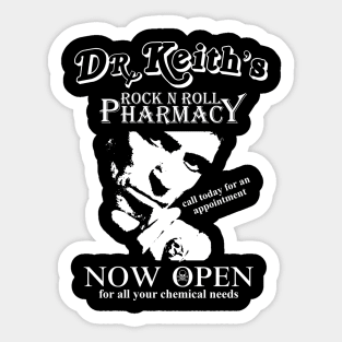 Keith Richards inspired Dr Keith's Rock N' Roll Pharmacy Sticker